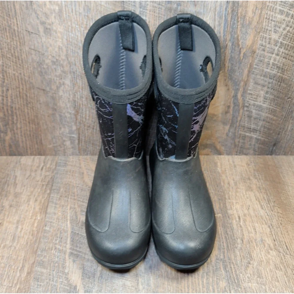 BOGS Kids Youth Size 2 Neo Classic Metallic Mountain Black Rain Boots Unisex